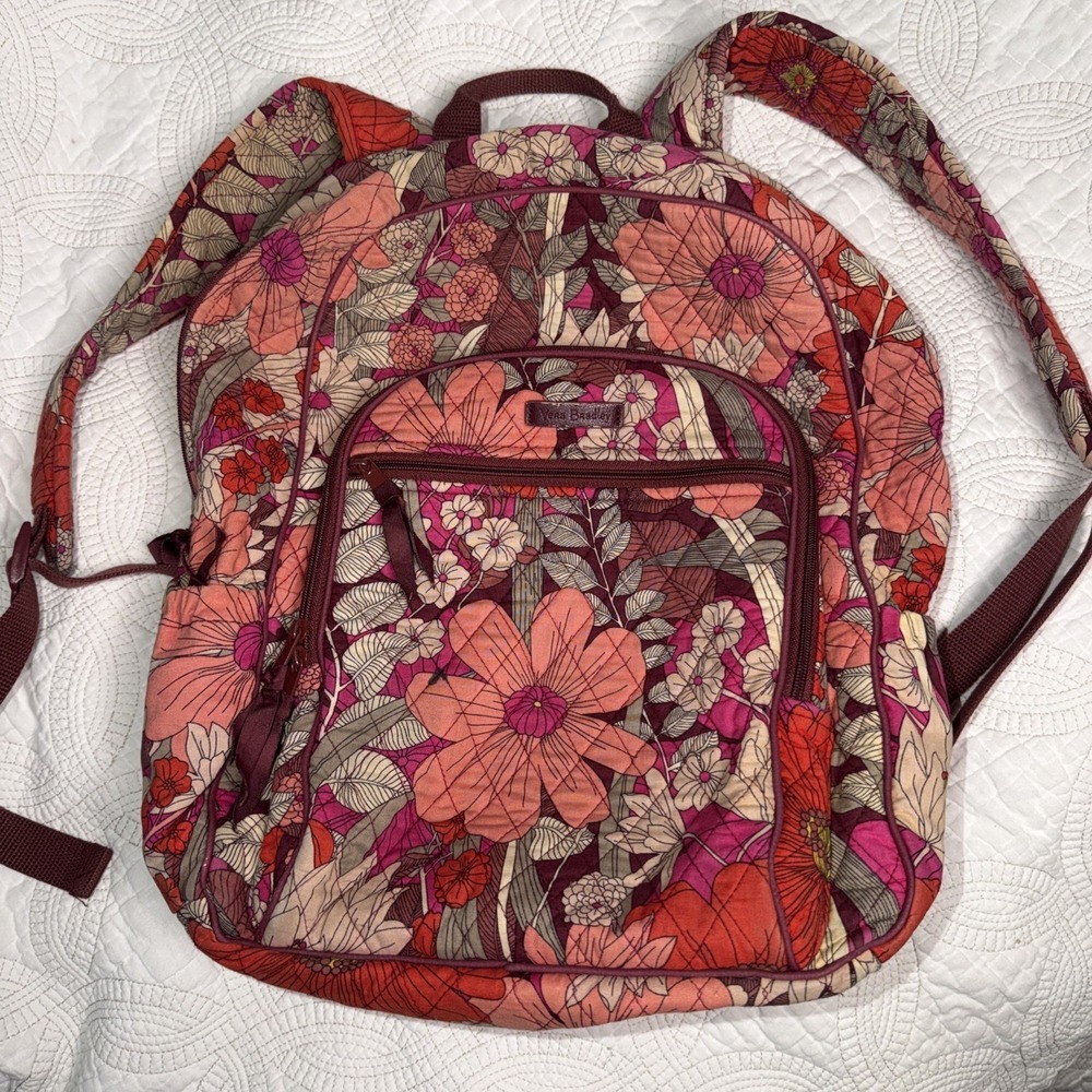 Vera Bradley Bohemian Blooms Keep Charged Tech Backpack Quilted Floral Bag